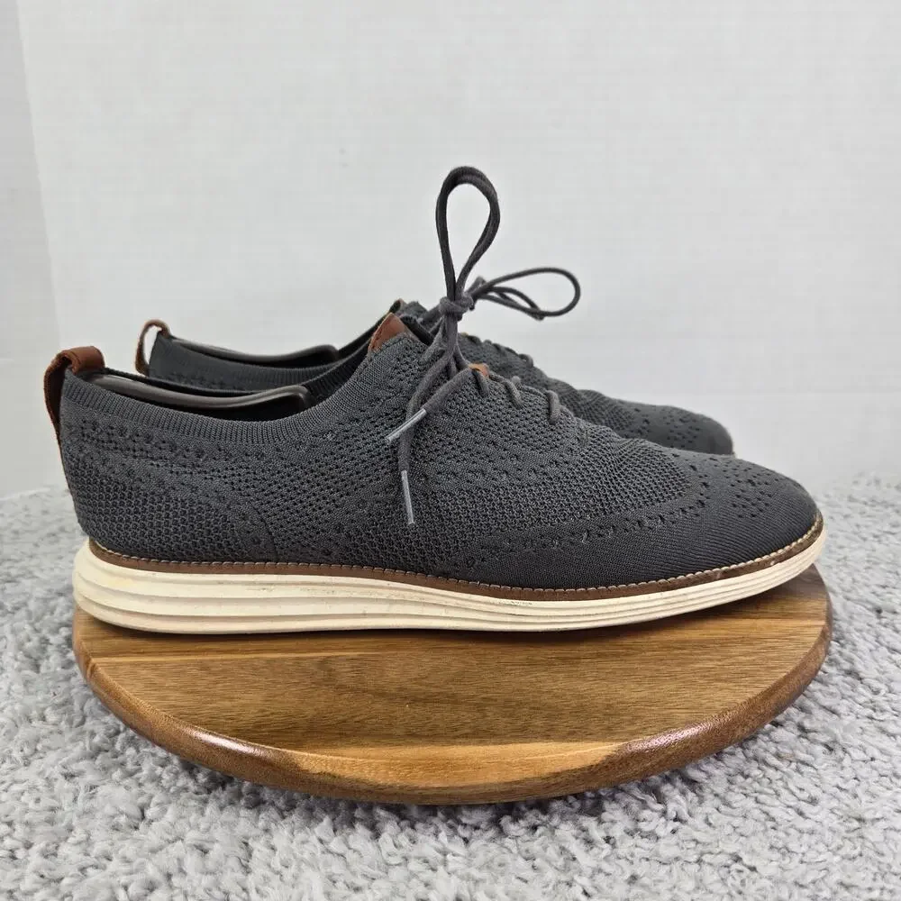 Cole Haan Mens 12M Origianl Grand Gray Stitchlite Wingtip Business Casual Oxford